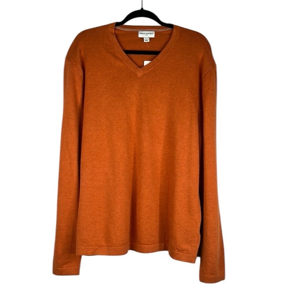 Banana Republic Men's Rust Knit 100% Cotton V-Neck Sweater Size Large New! - Picture 1 of 6